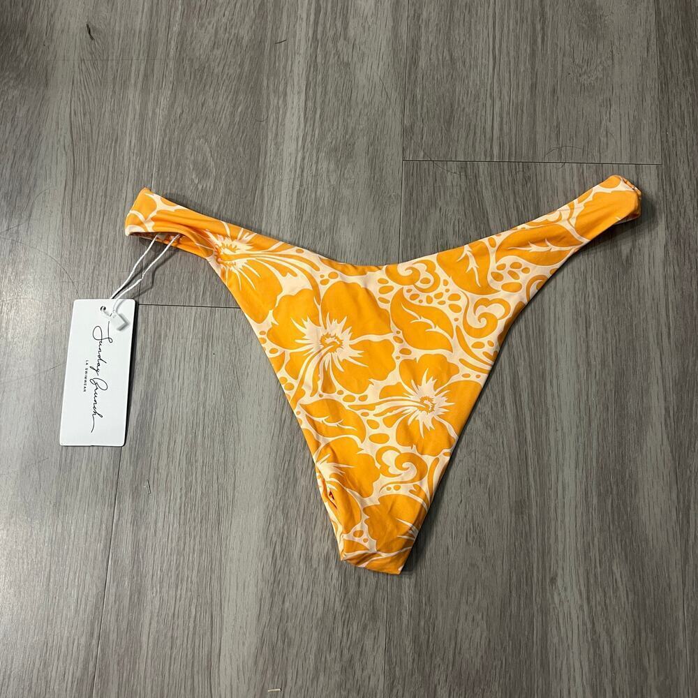NWT Sunday Brunch Orange and White Bikini Bottoms Size Small